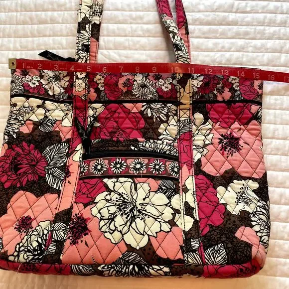 Vera Bradley Mocha Rouge Quilted Medium Tote Purse - Picture 9 of 10